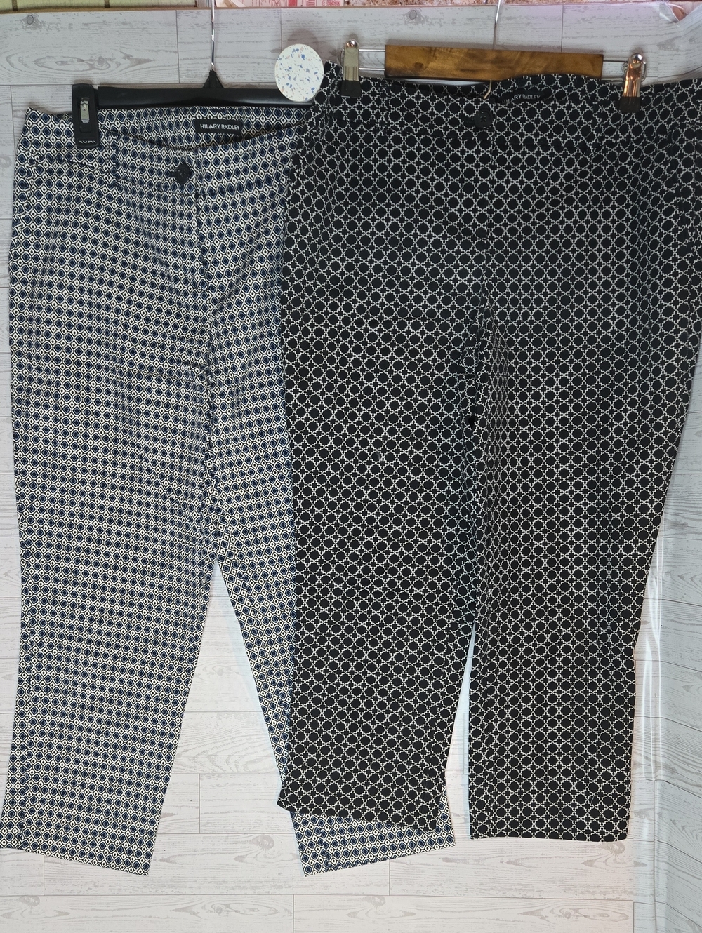 Hilary Radley Geometric Print Slim Pants - Black & White Bundle Sz 10